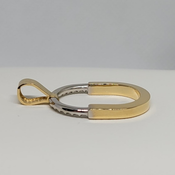 18K Two-Tone Japan Gold Oval Pendant - Picture 7 of 13